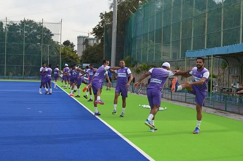 A file photo of Indian men's hockey team during a training session. (PC: Hockey India)