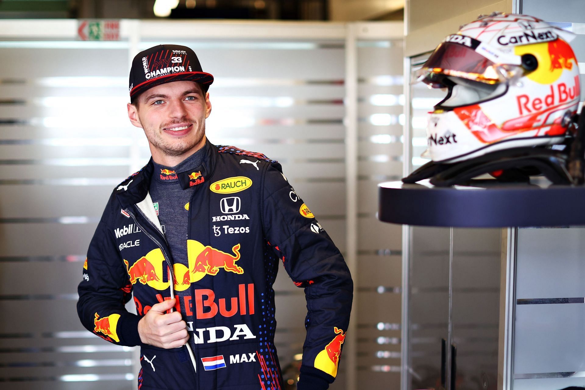 Max Verstappen prepares to drive in the garage during the F1 Abu Dhabi GP (Photo by Clive Rose/Getty Images)