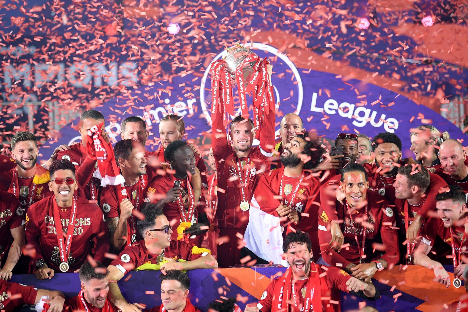Liverpool FC celebrate their 2019-20 Premier League win