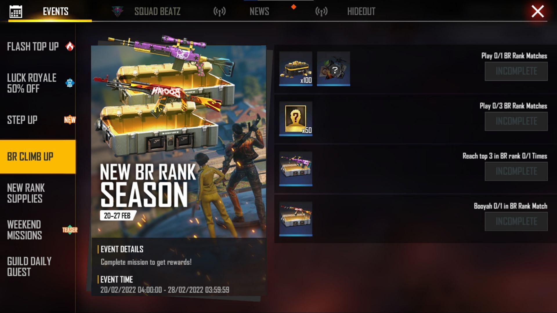 BR Climb Up is the name of the new event in Free Fire MAX (Image via Garena)