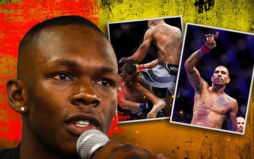 Israel Adesanya answers questions surrounding former kickboxing rival Alex Pereira (images via: Getty)