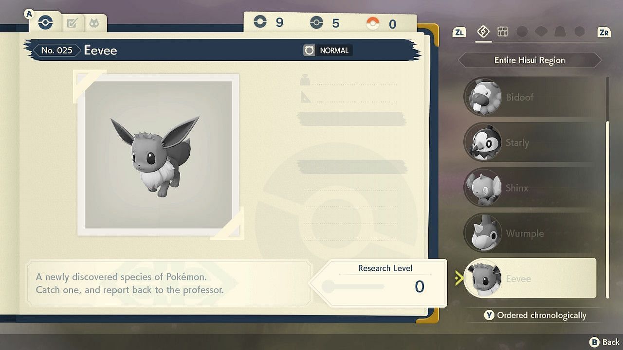 Players can expand their Pok&eacute;dex a lot by evolving all the eevolutions. (Image via Pok&eacute;mon Legends: Arceus)