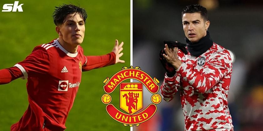 Alejandro Garnacho hits the Cristiano Ronaldo celebration after scoring  first Manchester United goal