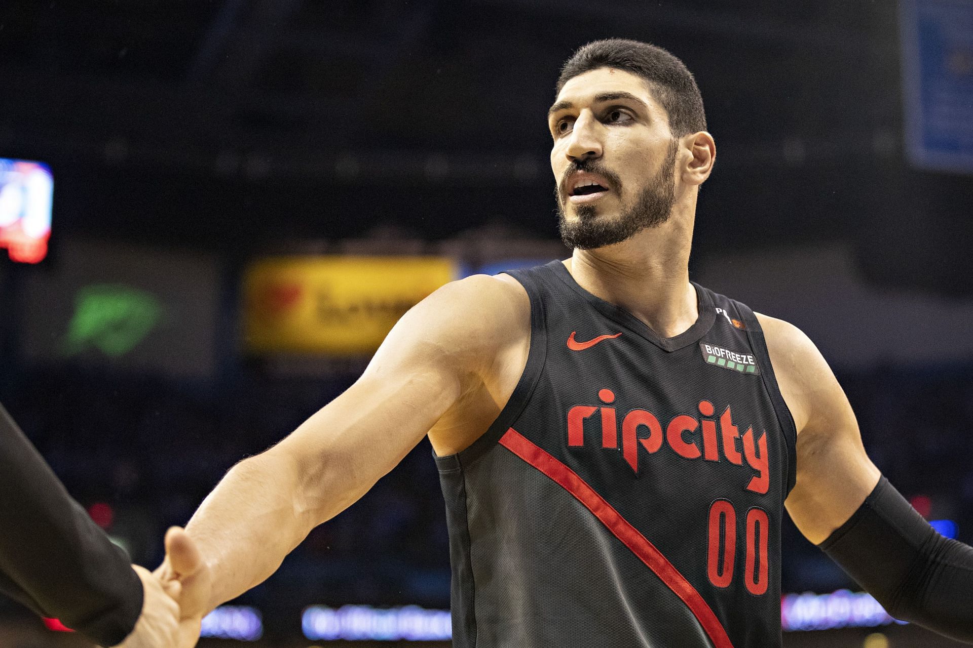 Enes Kanter Freedom of the Portland Trail Blazers during the 2019 NBA playoffs