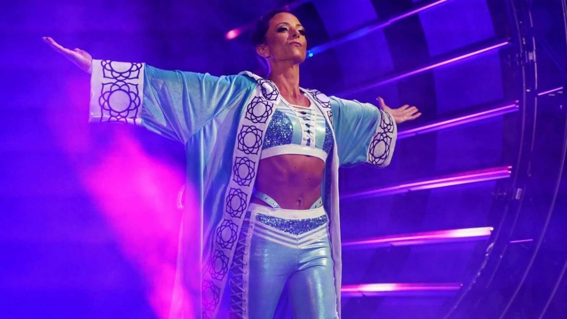 Serena Deeb making her entrance at an AEW event in 2022