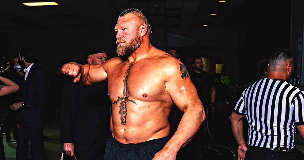 Brock Lesnar backstage at the WWE Royal Rumble 2022 show