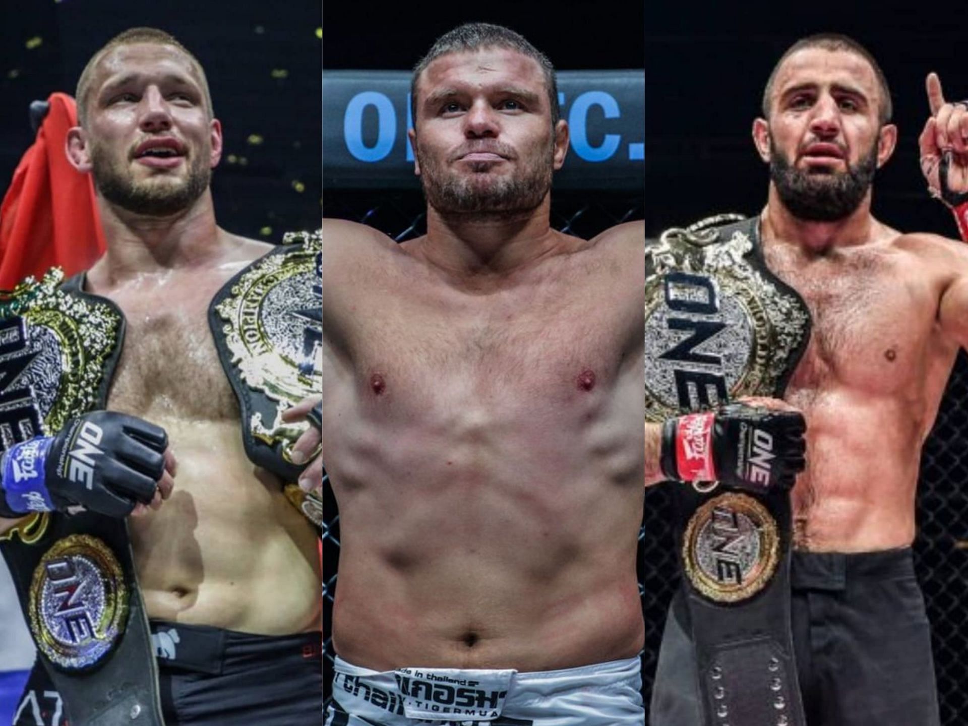 (From left) Reinier de Ridder, Anatoly Malykhin, Kiamrian Abbasov. [Photo: ONE Championship]
