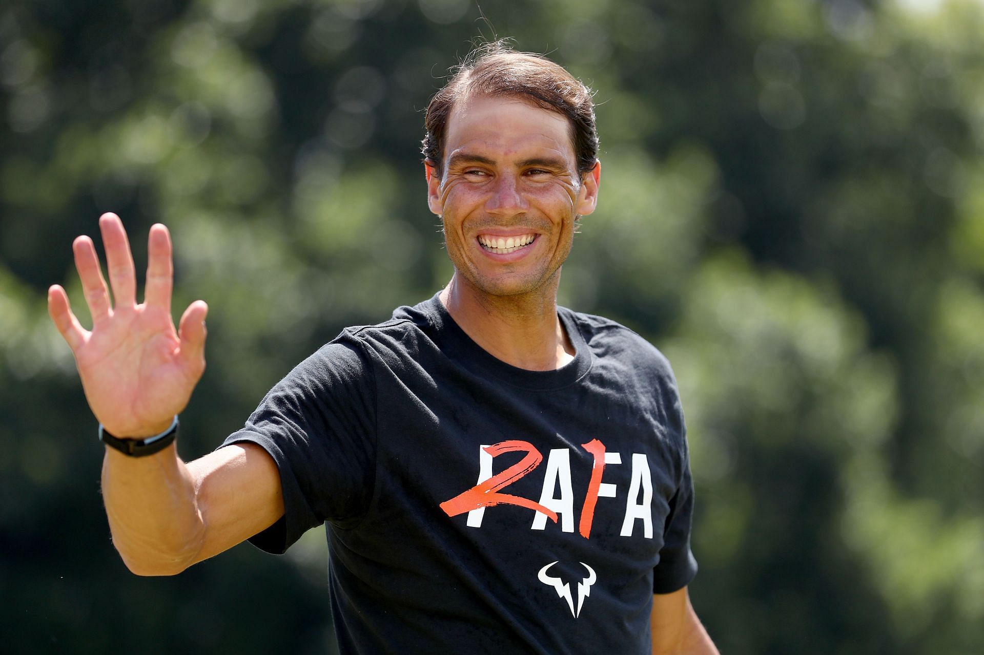 Rafael Nadal at a media photocall after his 2022 Australian Open win