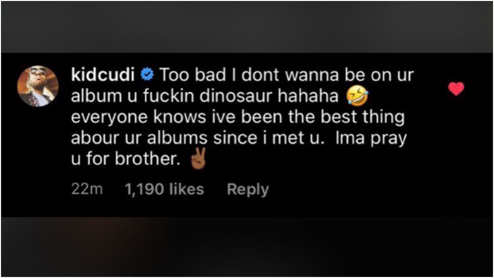 Kid Cudi called Kanye West a dinosaur (Image via Gangster Dreamz/Twitter)