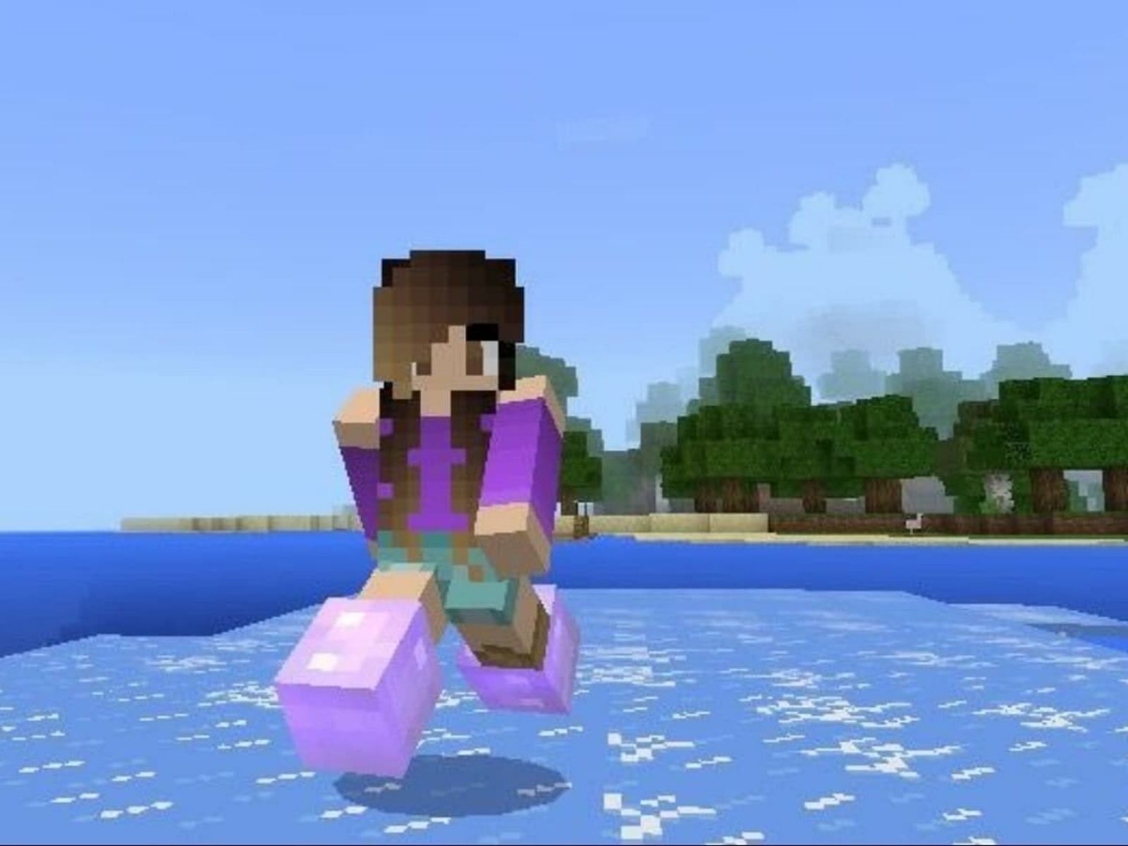 Frost Walker allows players to walk over water, turning it into ice (Image via Mojang)