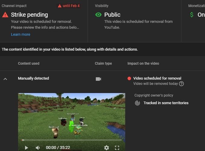 Minecraft Star Dream Receives Fake Copyright Strike