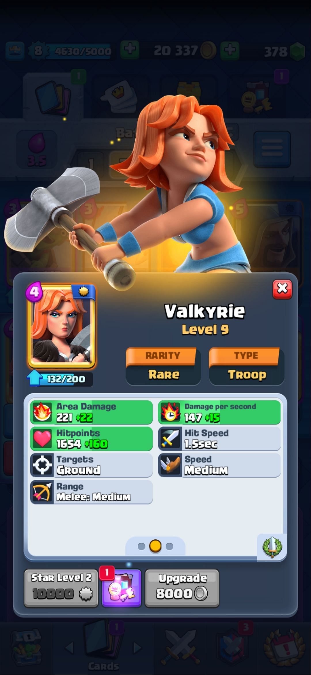 The Valkyrie card in Clash Royale (Image via Sportskeeda)