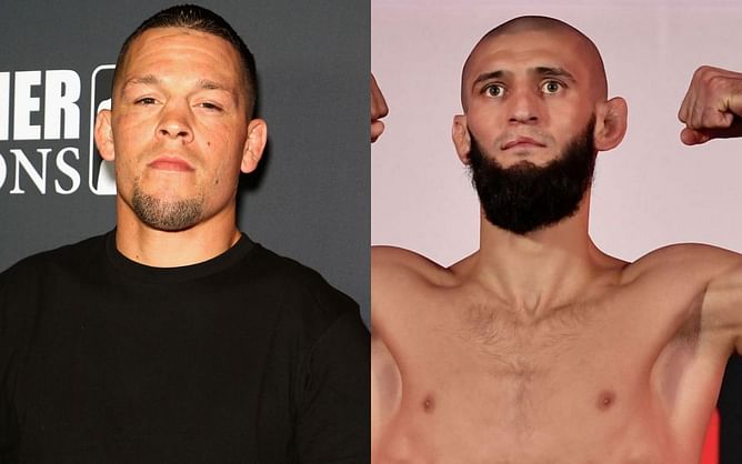 Khamzat Chimaev calls Nate Diaz "skinny" in hilarious rapid-fire Q&A