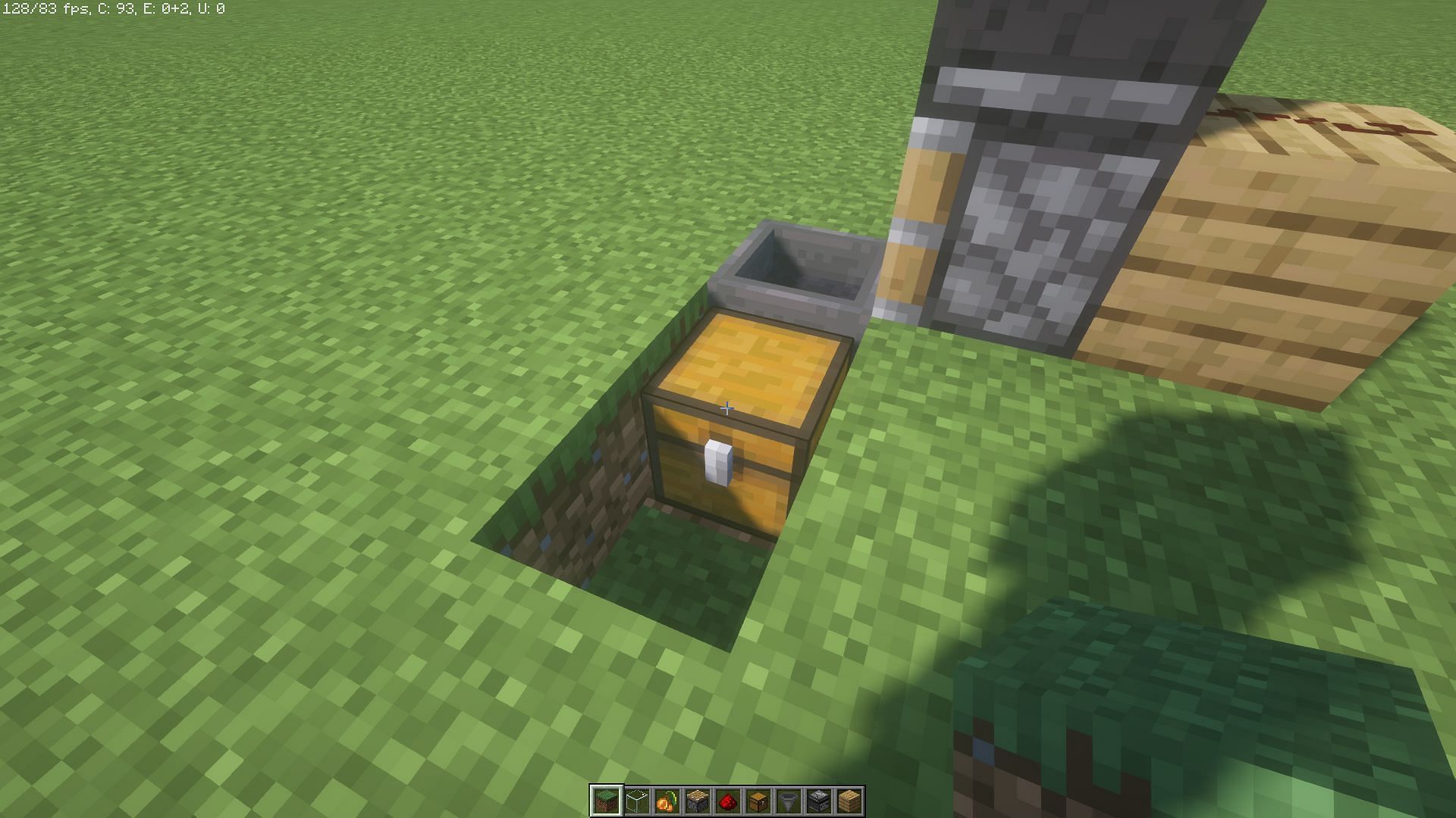 Hopper and chest that will gather the items (Image via Mojang)