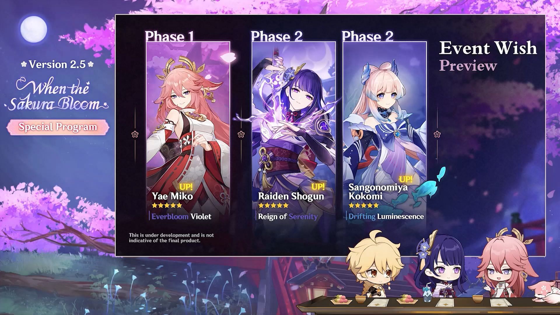 The 2.5 character banners from the livestream (Image via miHoYo)