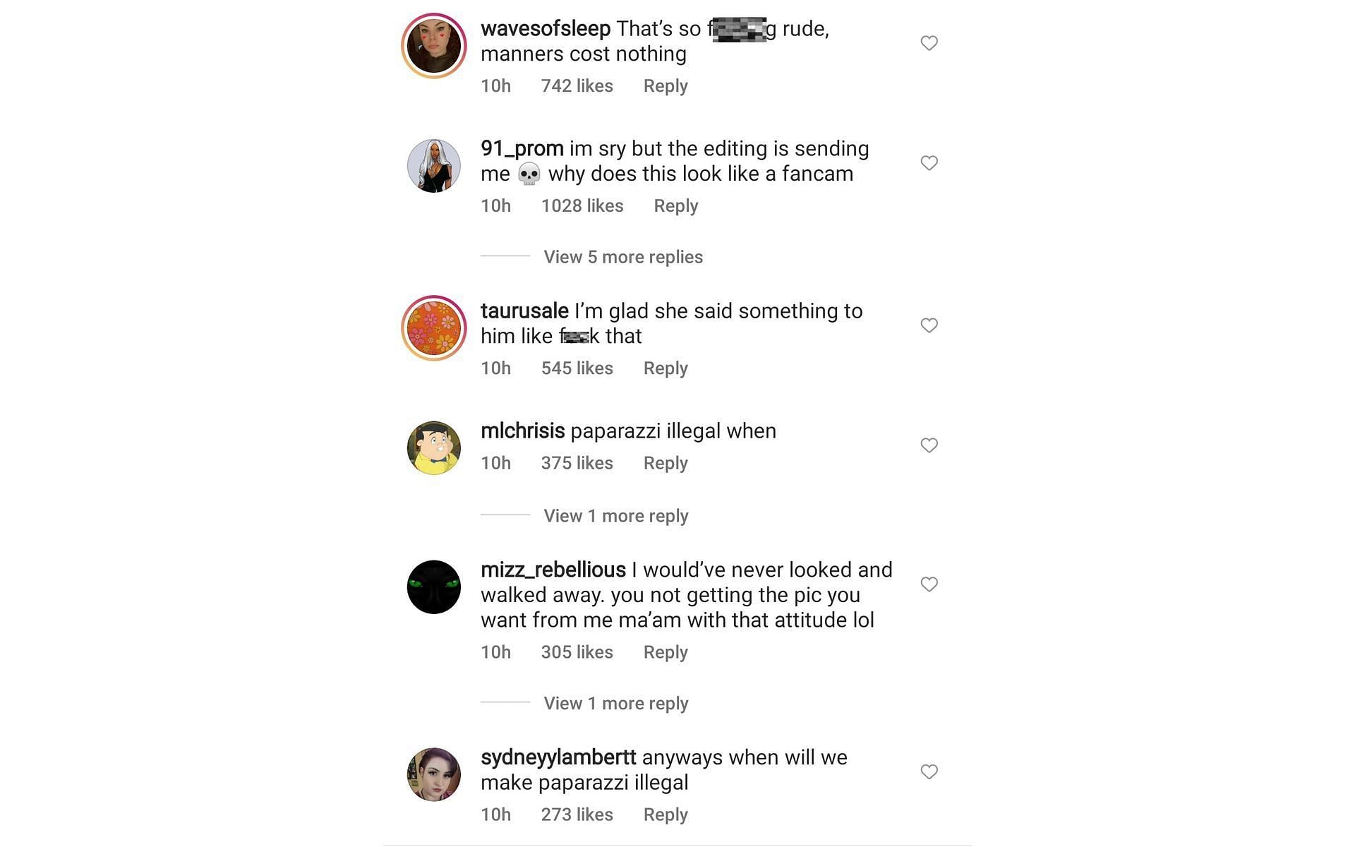 Social media users commenting on the video (Image via defnoodles/Instagram)