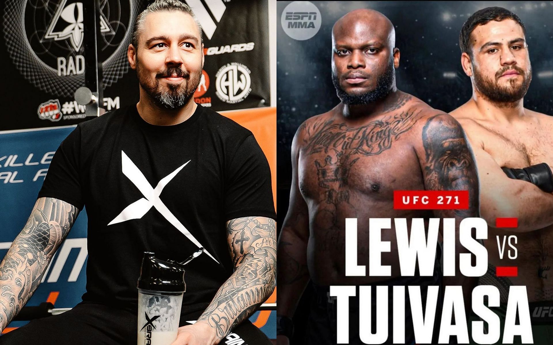 Dan Hardy (L) and Derrick Lewis vs. Tai Tuivasa poster (R) via Instagram @danhardymma and @thebeastufc