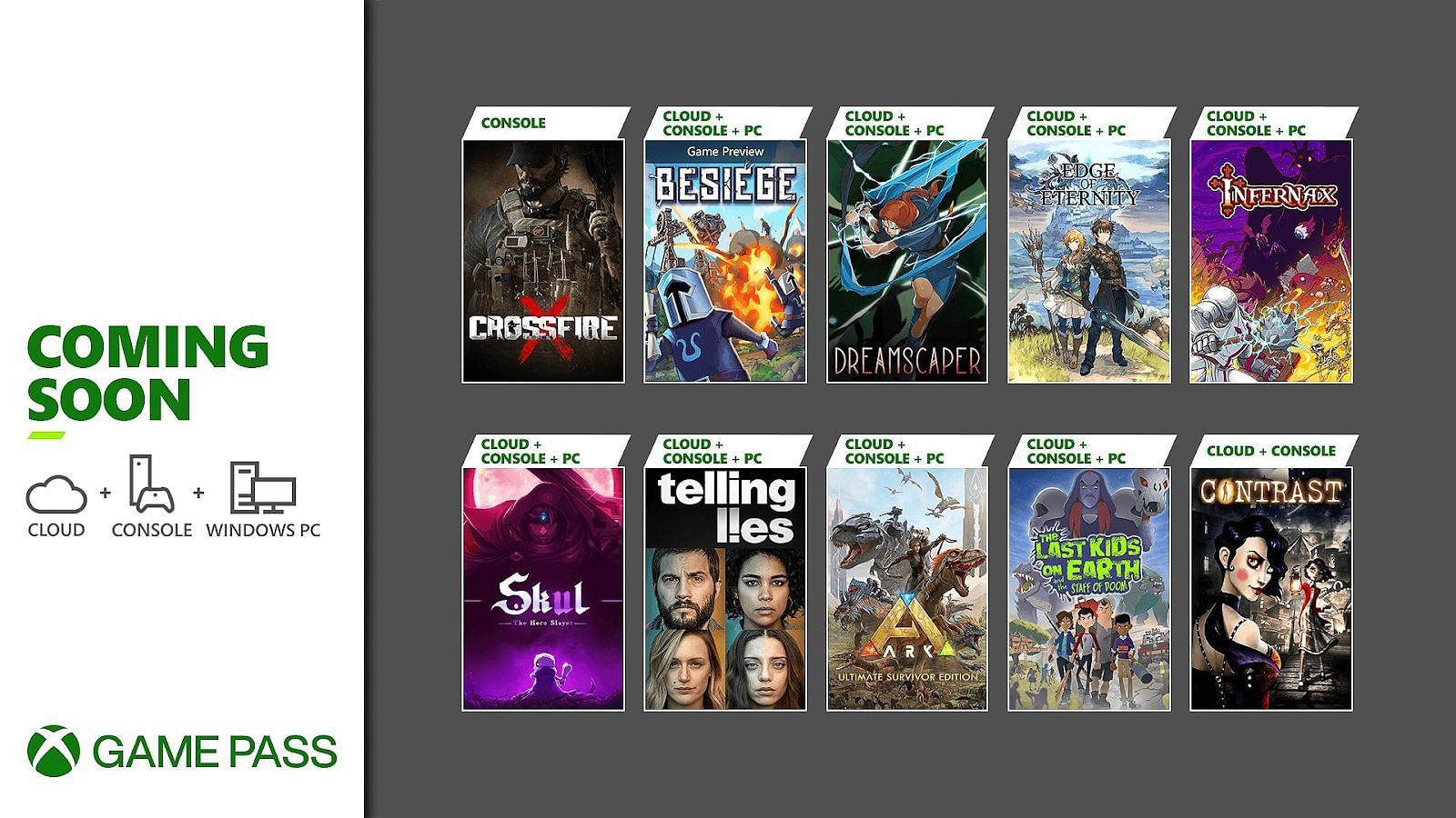 Games coming to Game Pass (Image by Xbox)