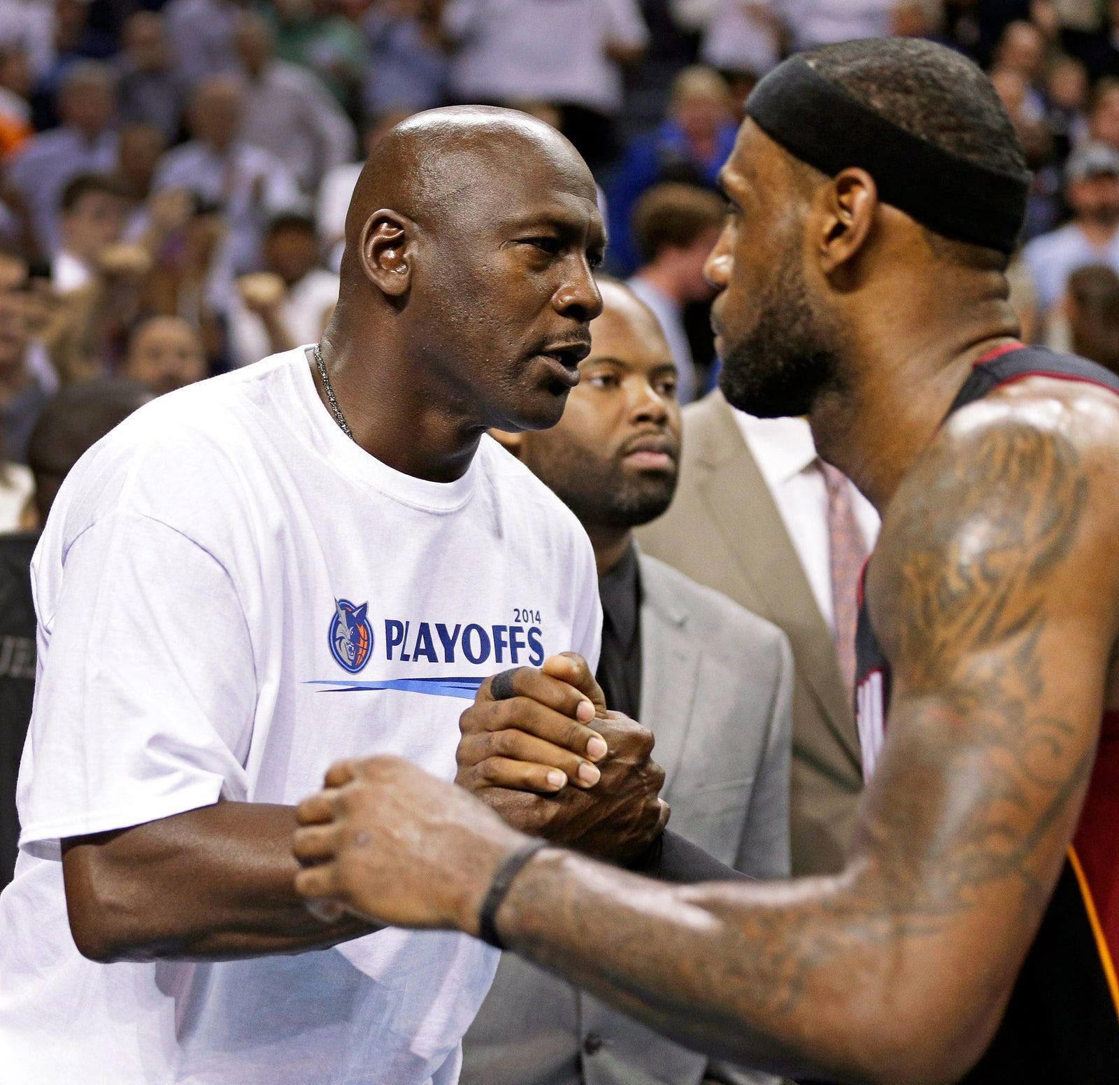 Michael Jordan and LeBron James - (Image Credit: Photograph by Chuck Burton / AP)