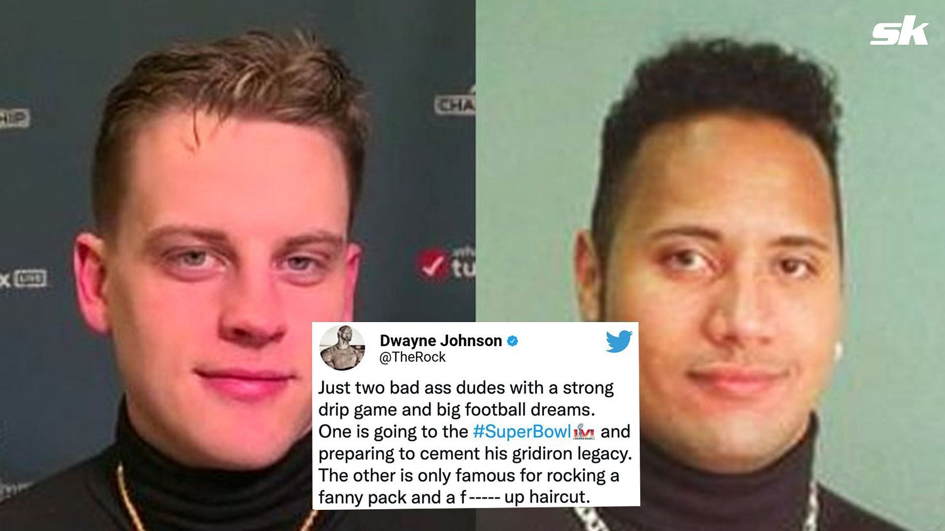 The Rock trolls himself congratulating Joe Burrow on making Super Bowl