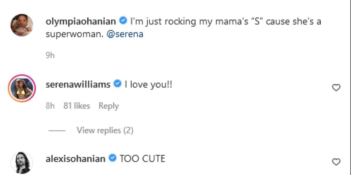 Serena Williams and Alexis Ohanian&#039;s comments on the post.