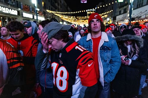 Fans Gather To Watch The Cincinnati Bengals Against The L.A. Rams In Super Bowl LVI