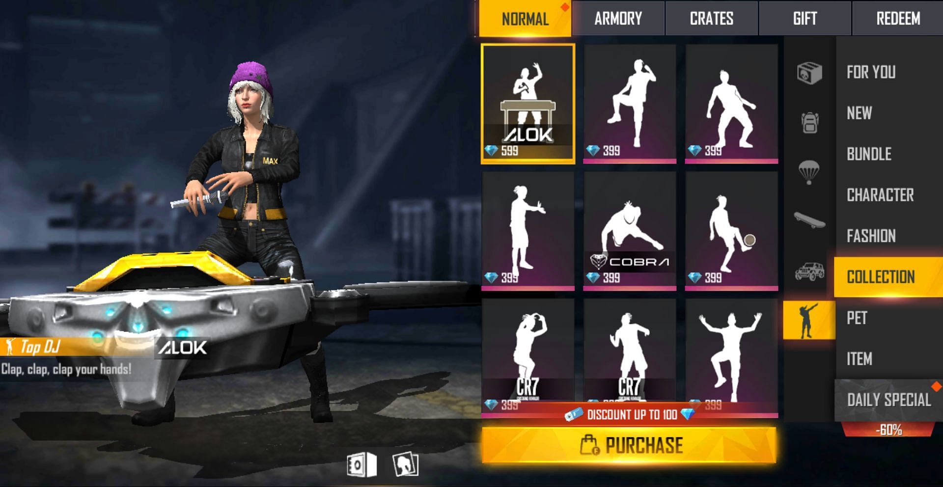 Emotes in the in-game store (Image via Garena)