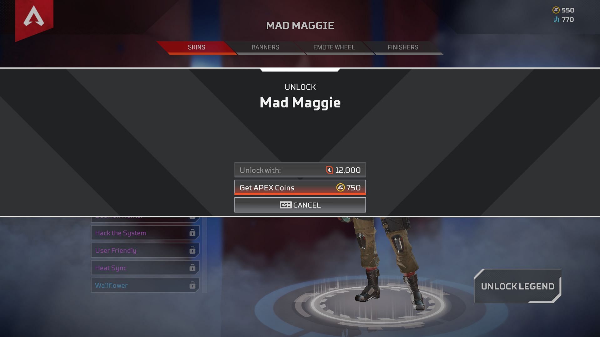Unlocking cost of Mad Maggie (Image via Respawn Entertainment)