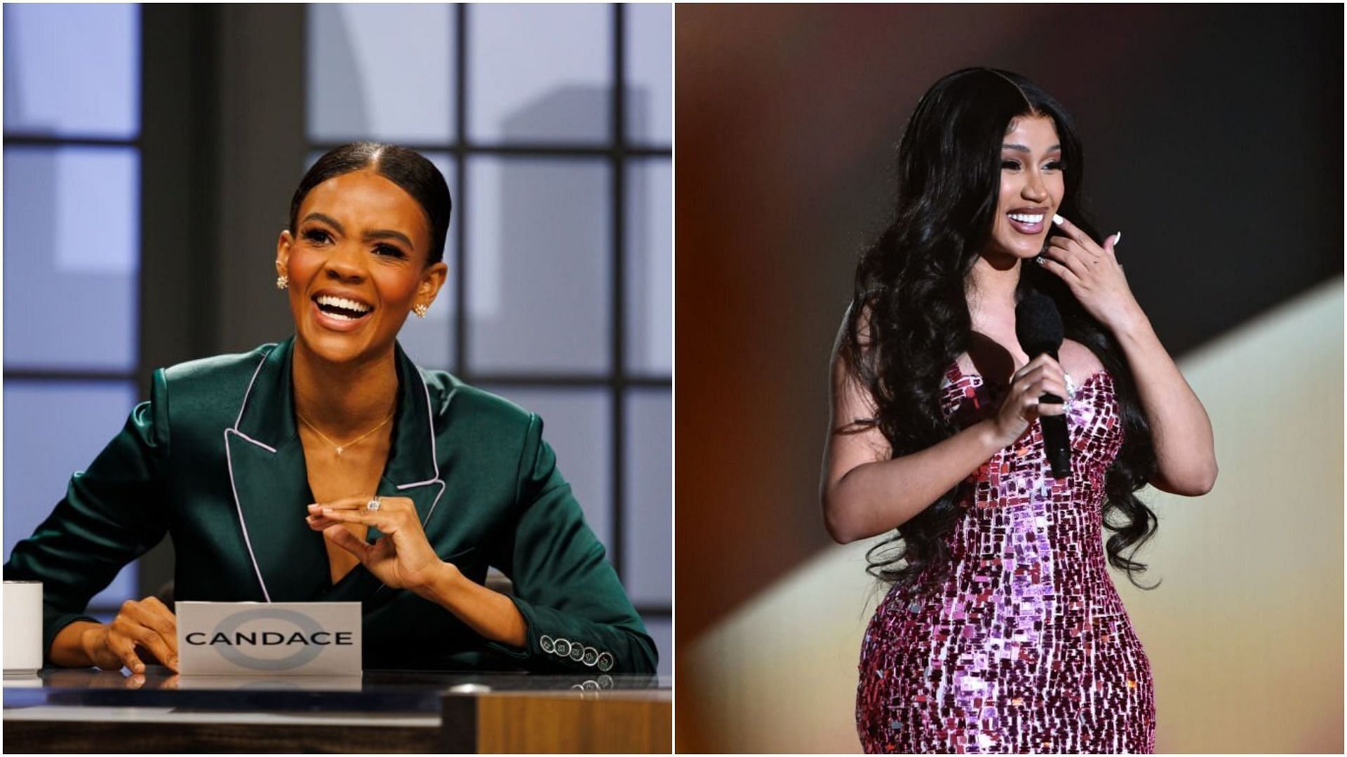 Candace Owens targeted Cardi B while appearing in a podcast, reigniting an old feud (Images via Brett Carlsen and Alberto Rodriguez/Getty Images)