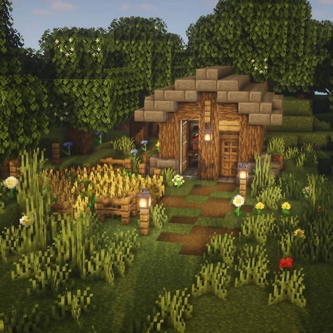 Few builds are simpler than this starter shelter (Image via Mojang)