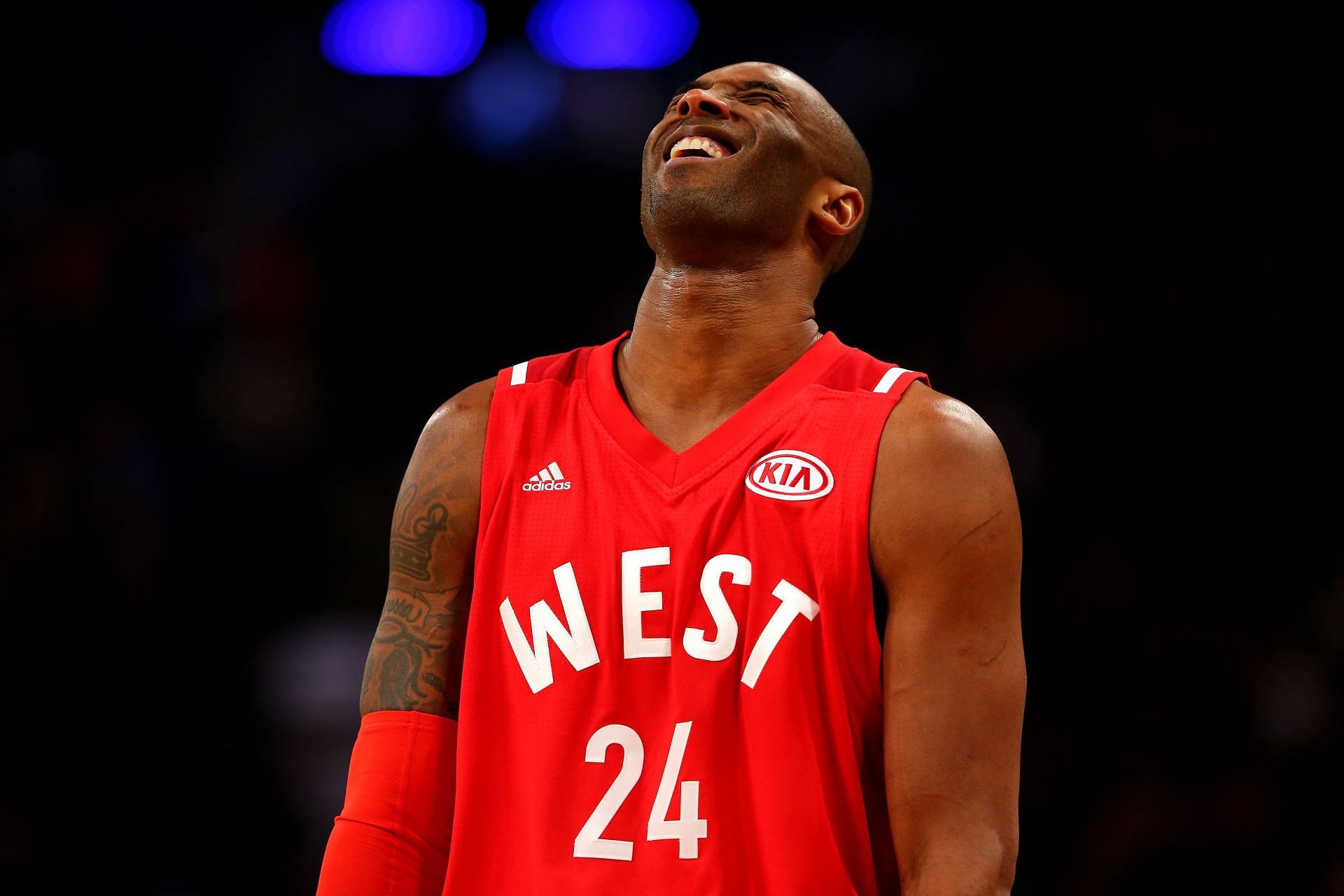 Kobe Bryant reacts during his last NBA All-Star Game in 2016.