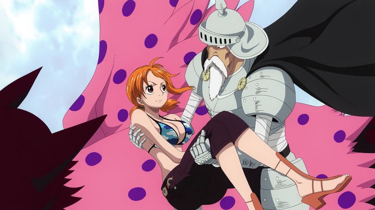 Gan Fall and Pierre seen saving Nami in the One Piece anime (Image via Toei Animation)