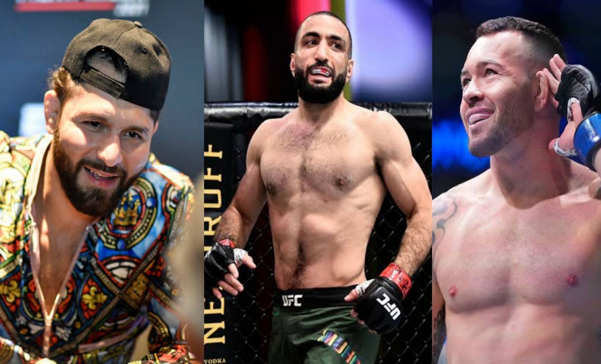 Jorge Masvidal (R), Belal Muhammad (M), and Colby Covington (L)