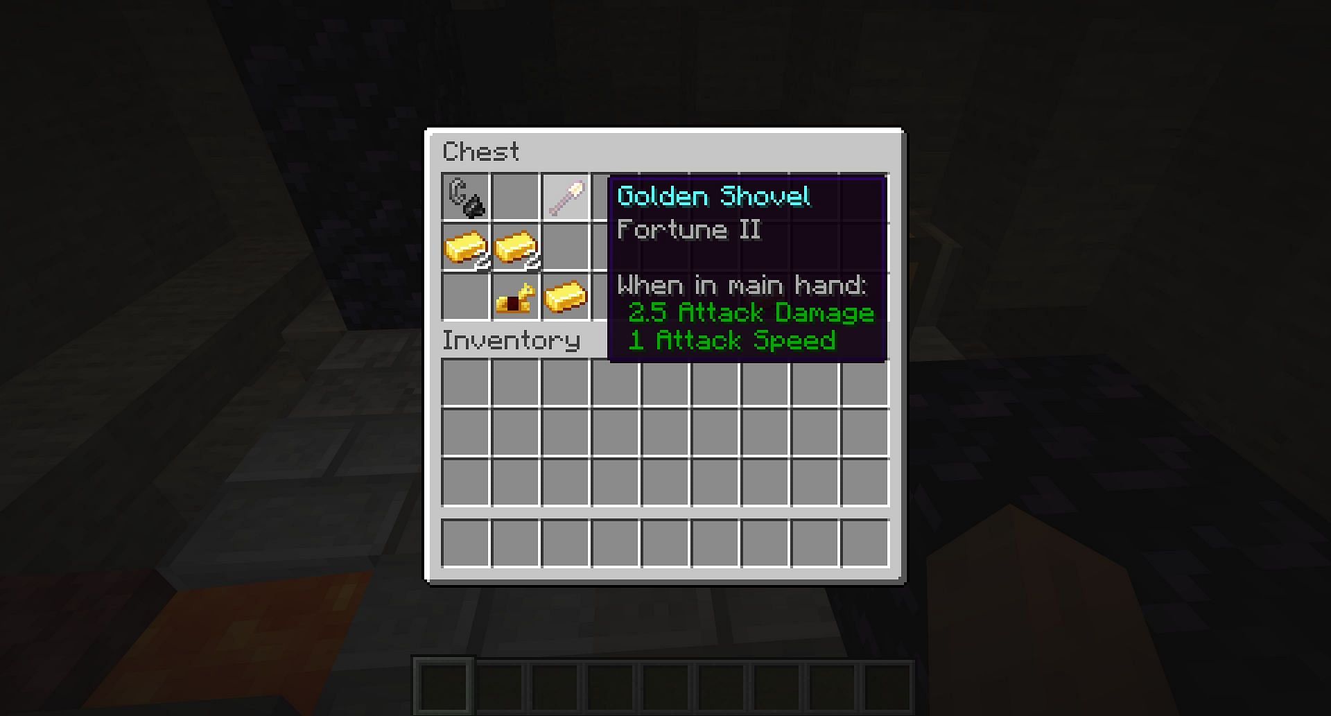 The Fortune enchantment attached to a shovel (Image via Mojang)