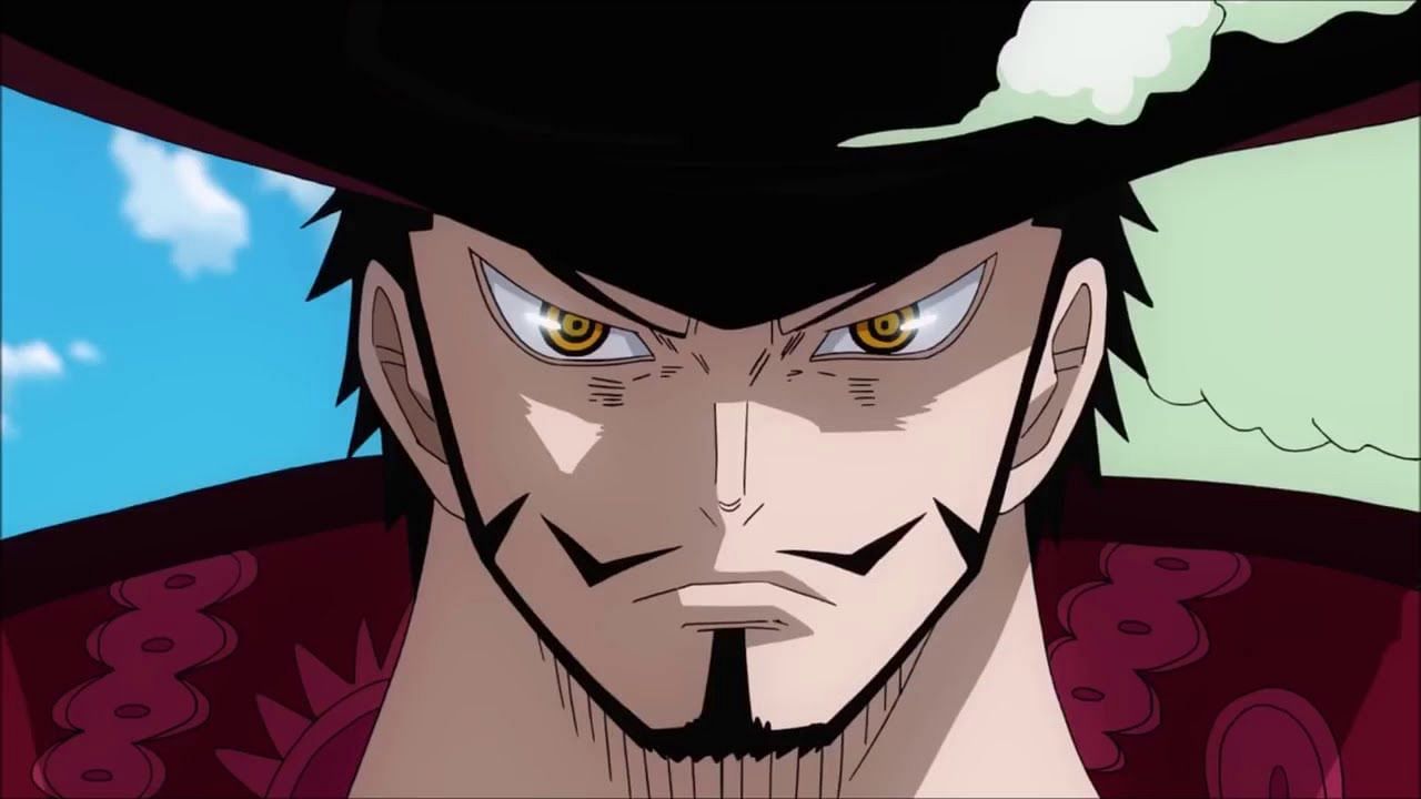 Dracule Mihawk as seen during the series&#039; anime (Image via Toei Animation)