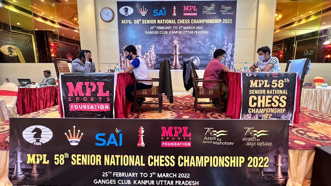 Players in action during the third round of the 58th Senior National Chess Championships in Kanpur on Saturday. (Picture: AICF)