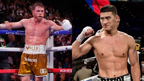 Canelo Alvarez (left) and Dmitry Bivol (right)