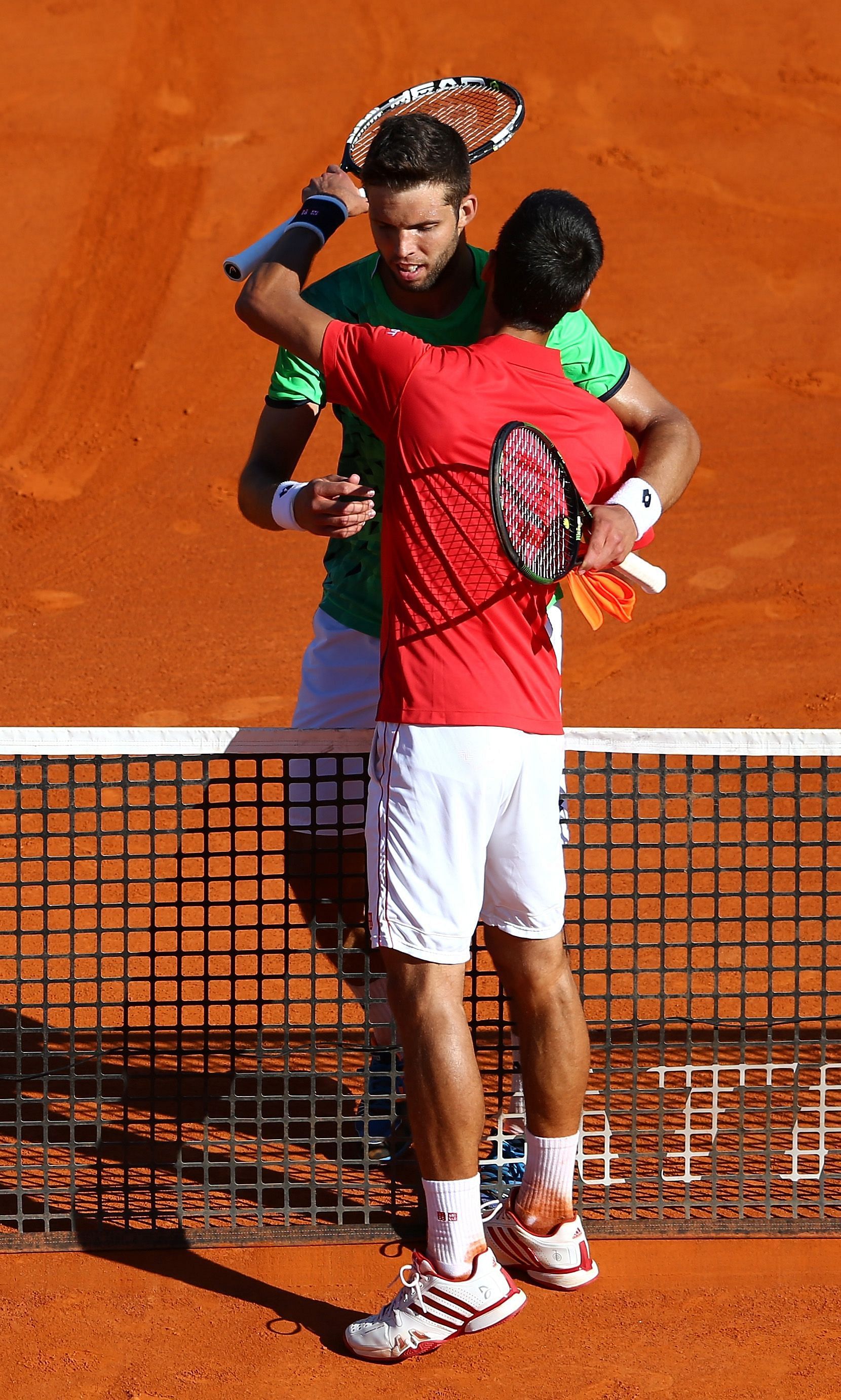 Novak Djokovic with Jiri Vesely at the Monte Carlo Masters 2016