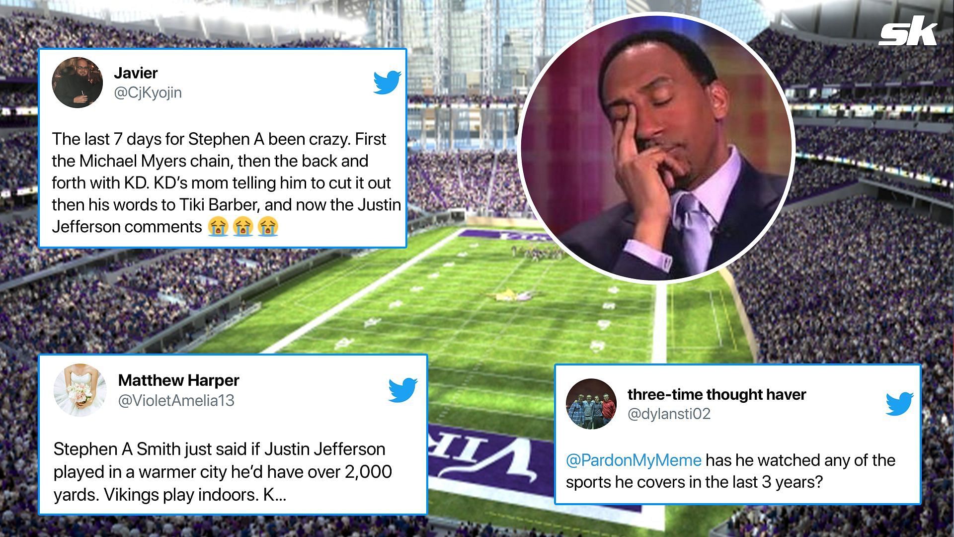 NFL fans react to Stephen A Smitn&#039;s comments, posting their opinions on Twitter