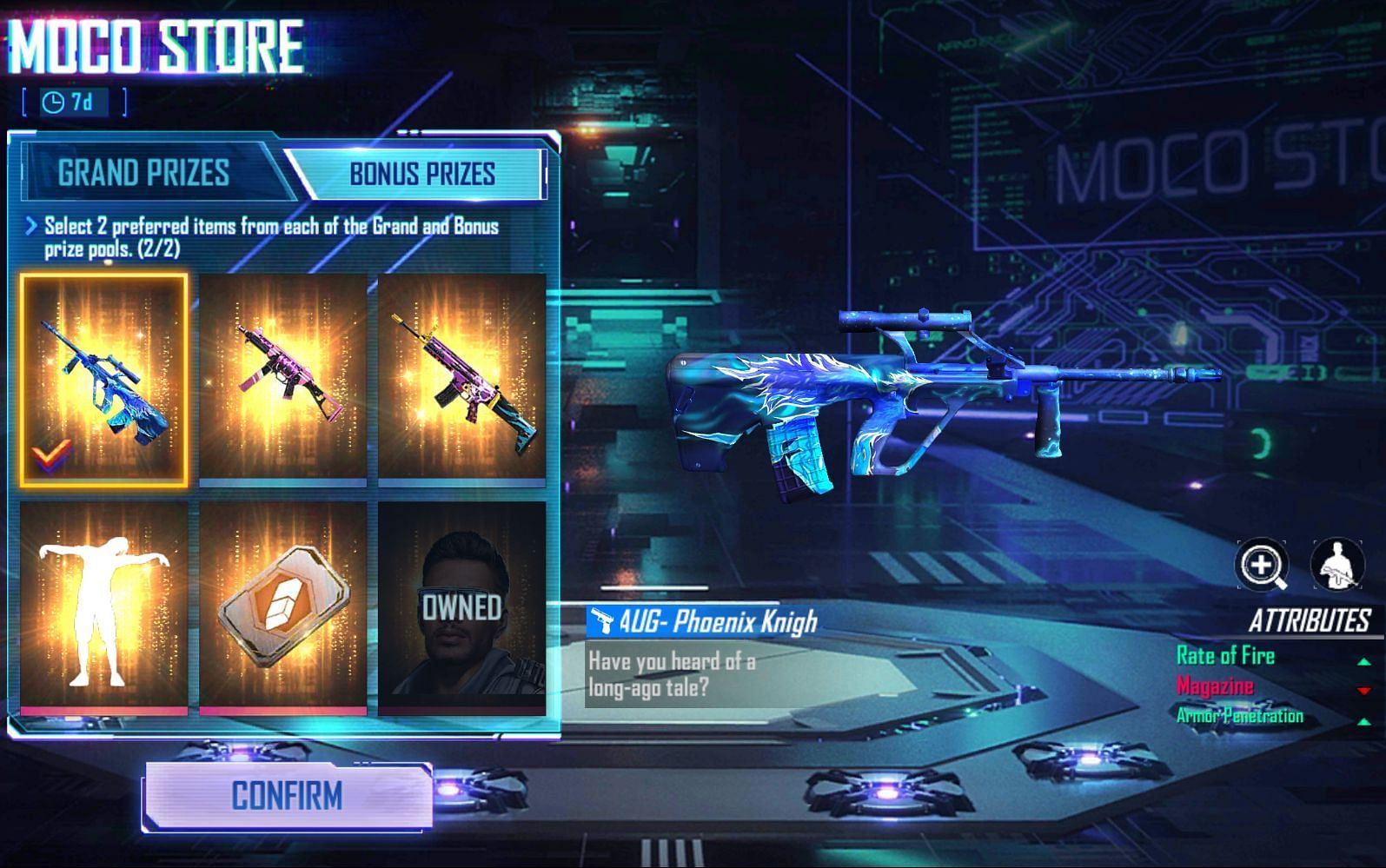 The bonus prizes (Image via Garena)