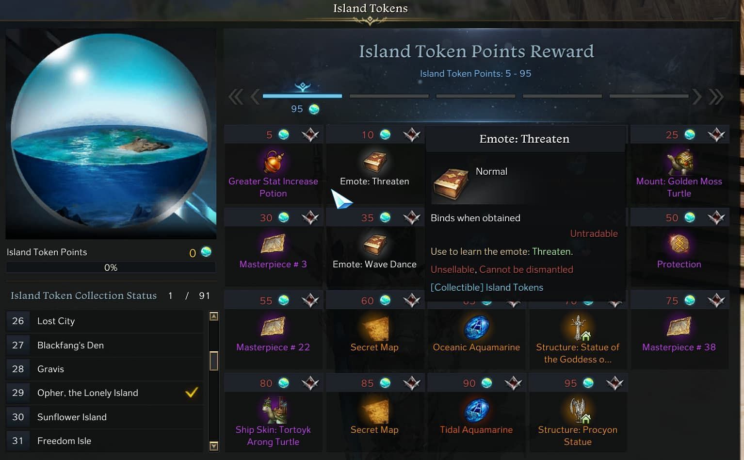 Spend your Island Tokens for rewards from Opher (Image via Smilegate)