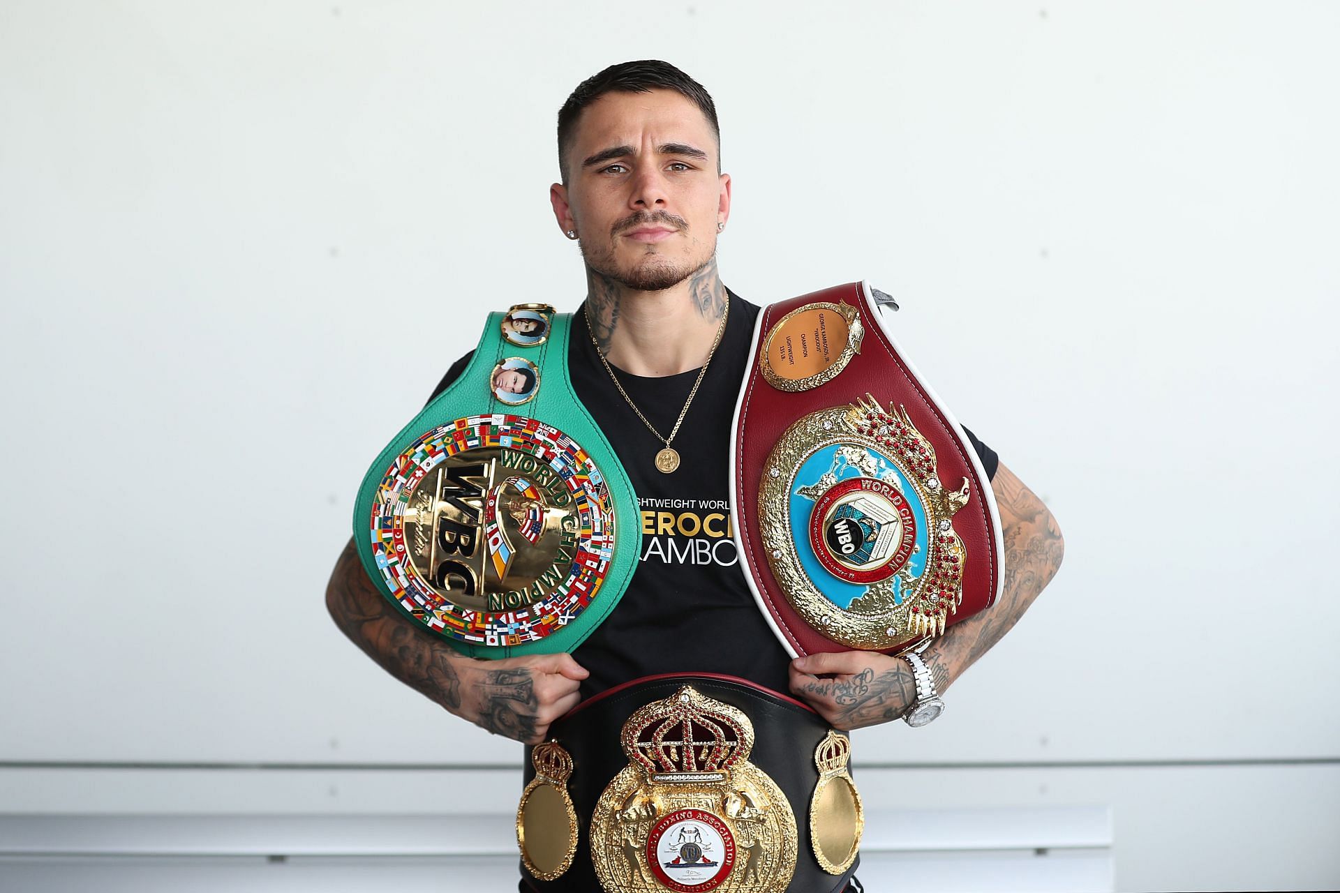 George Kambosos Jr. (center) is now set for his return to the ring