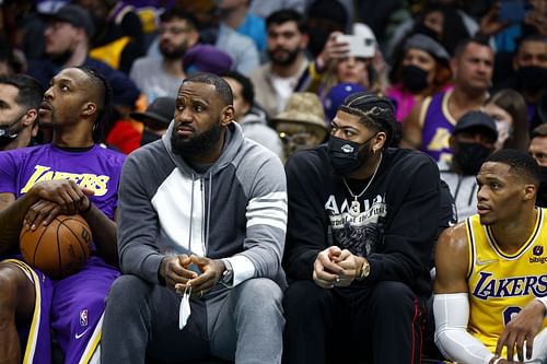 LeBron James with his LA Lakers teammates