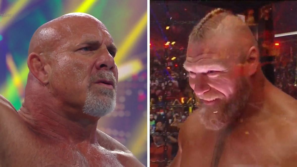 Goldberg (left); Brock Lesnar (right)