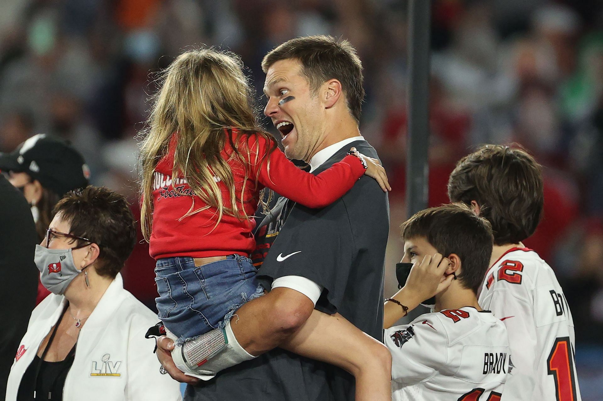 Tom Brady and his children during following Super Bowl LV