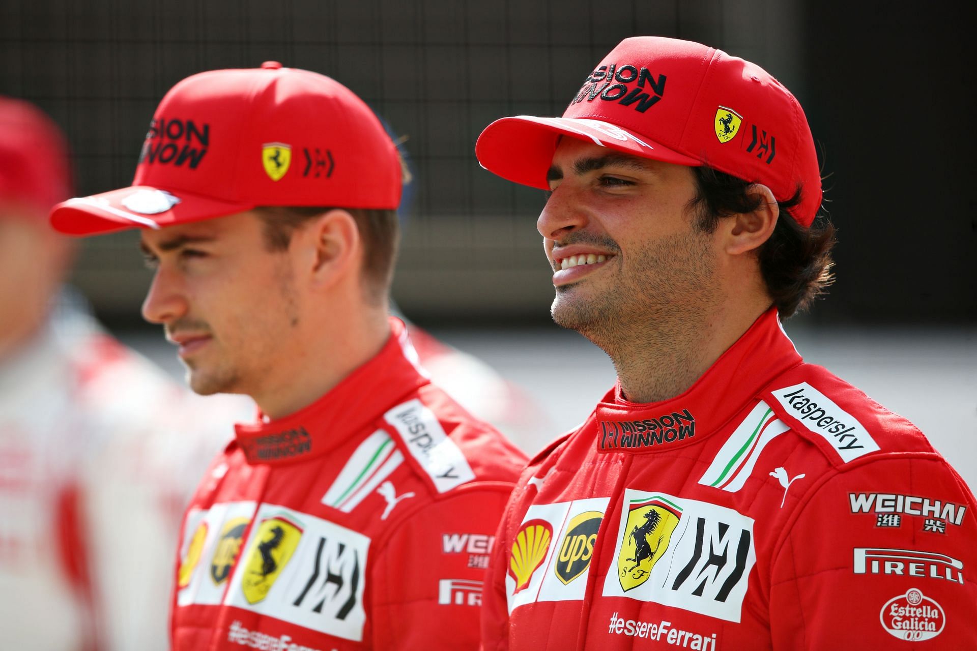 Charles Leclerc (left) and Carlos Sainz (right) during the 2021 F1 season (Photo by Joe Portlock/Getty Images)