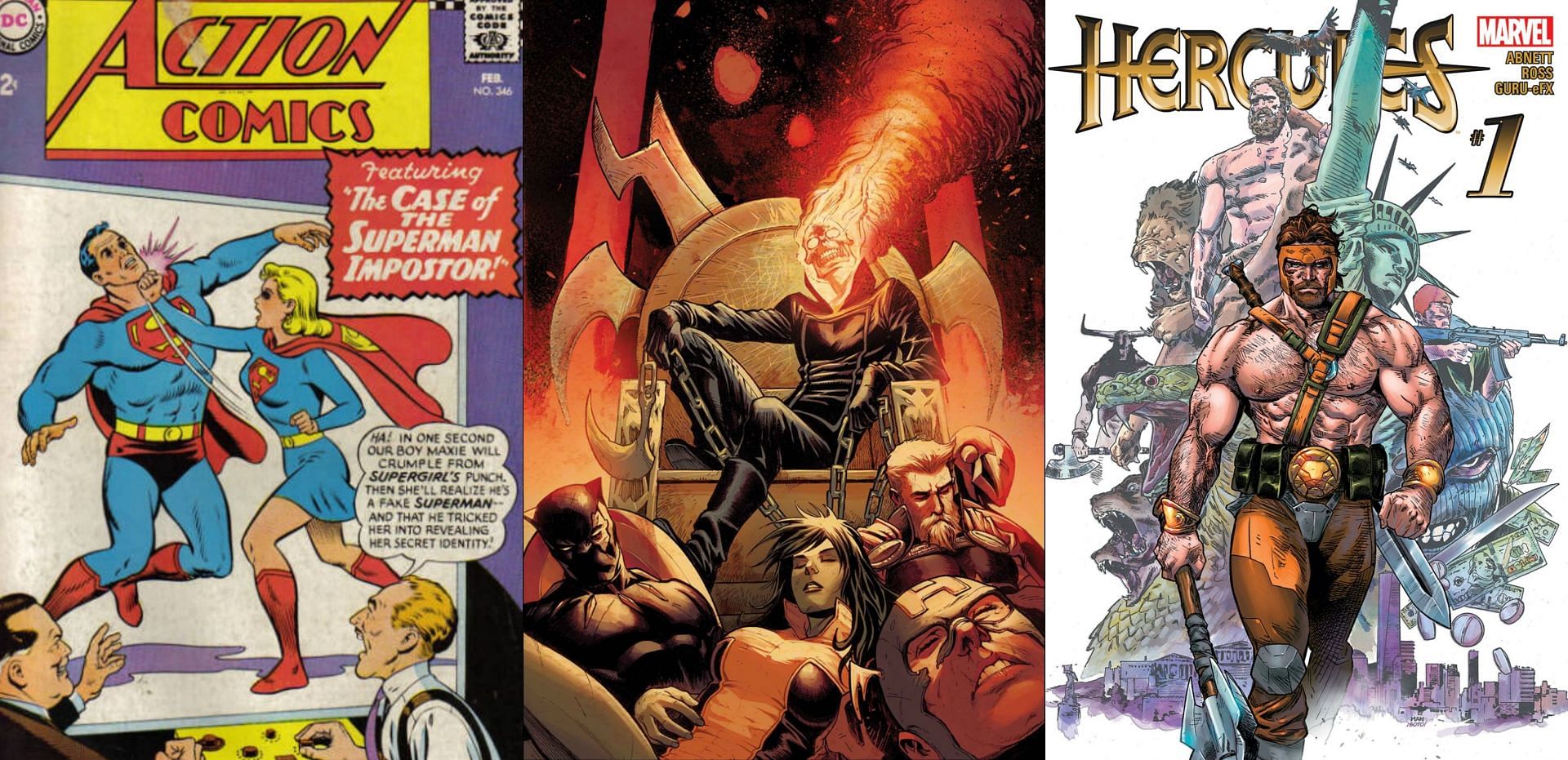 Superman, Ghost Rider, and Hercules (Image via DC Comics / Marvel Comics)