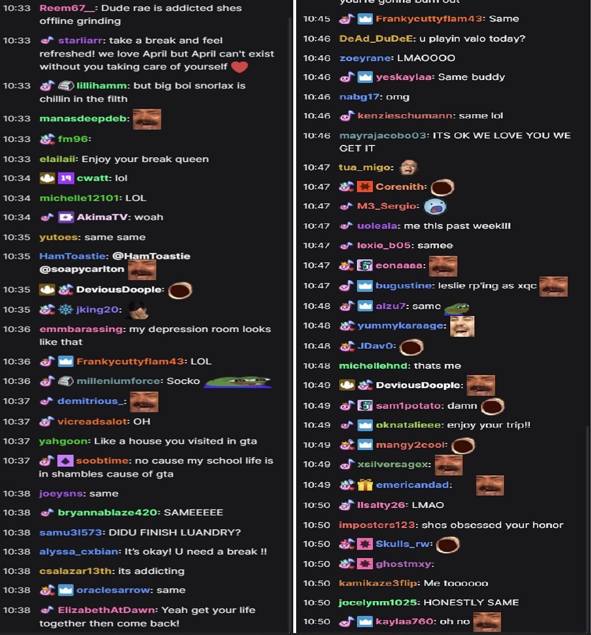Twitch chat reacting to Fuslie&#039;s rant about GTA RP
