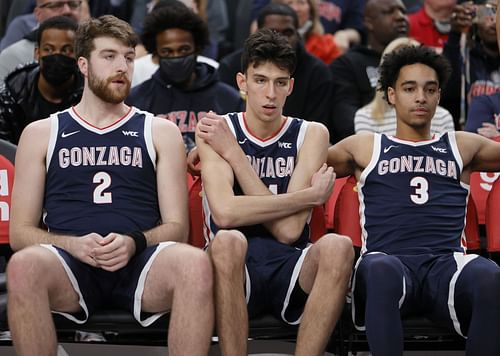 Gonzaga Bulldogs freshman Chet Holmgren and guard Andrew Nembhard