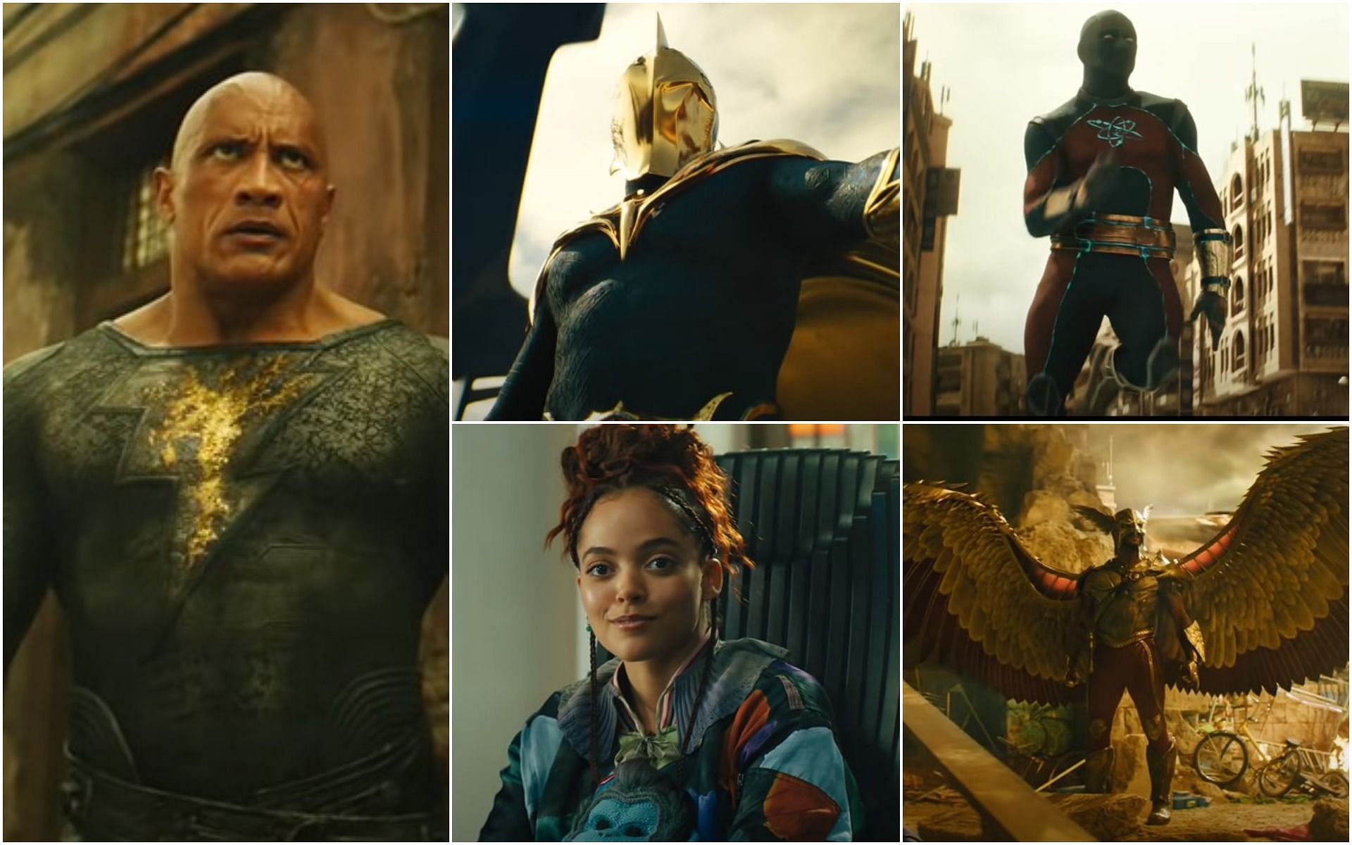 Dwayne Johnson and the JSA team members from the teaser (Image via Warner Bros./YouTube)